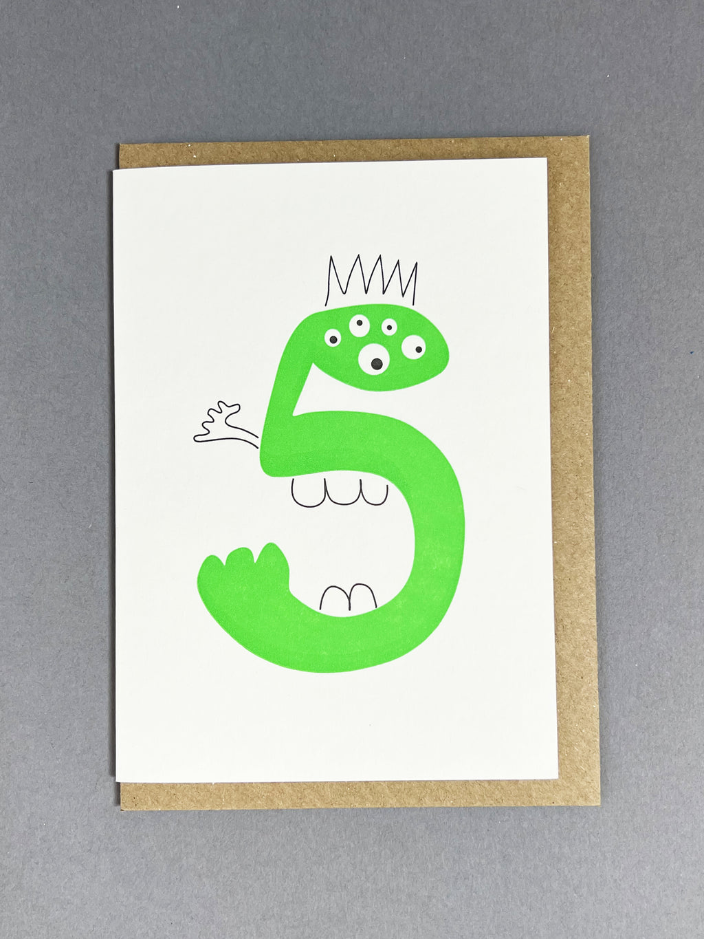 Alien Five Letterpress Card | 5th  Birthday Card