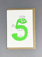Alien Five Letterpress Card | 5th  Birthday Card