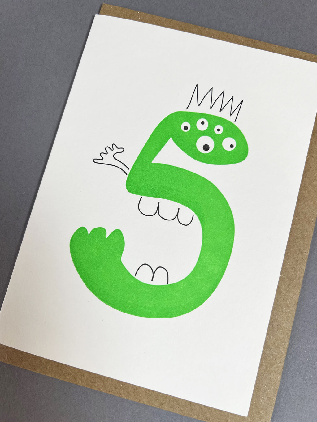 Alien Five Letterpress Card | 5th  Birthday Card
