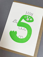 Alien Five Letterpress Card | 5th  Birthday Card