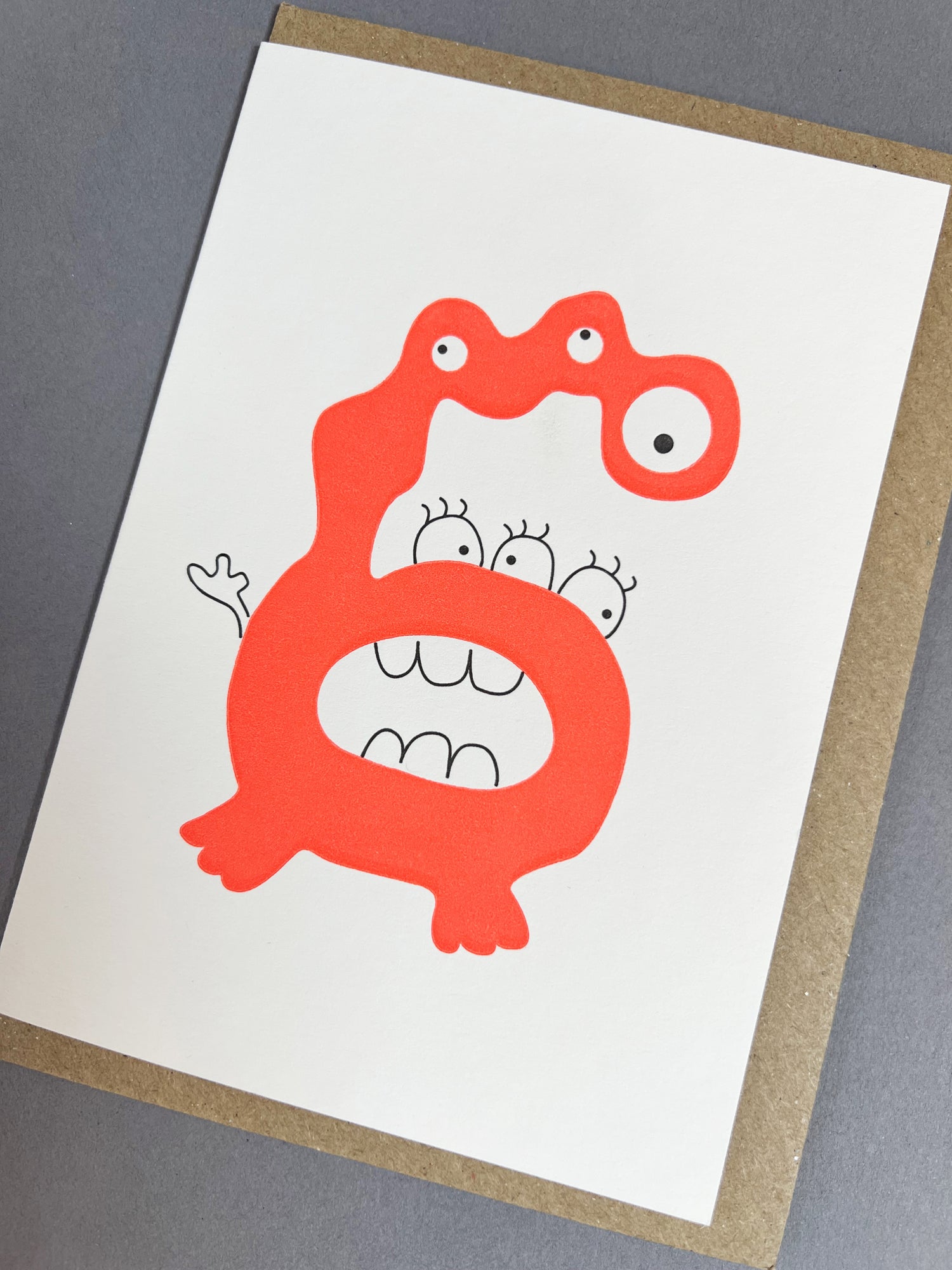 Alien Six Letterpress Card | 6th Birthday Card
