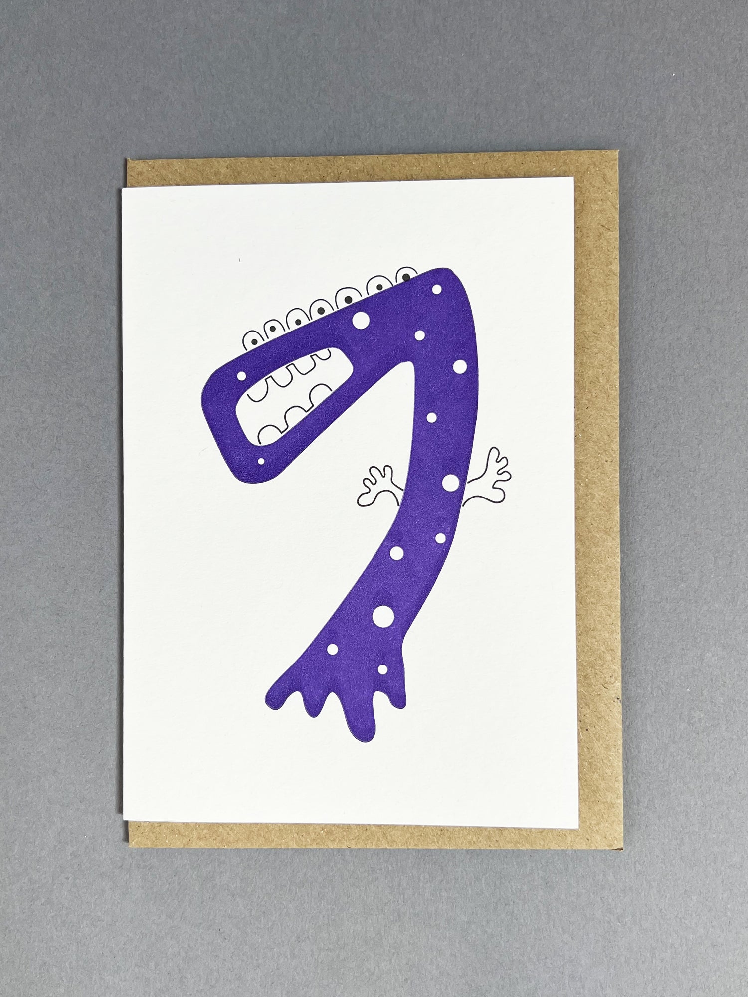 Alien Seven Letterpress Card | 7th Birthday Card