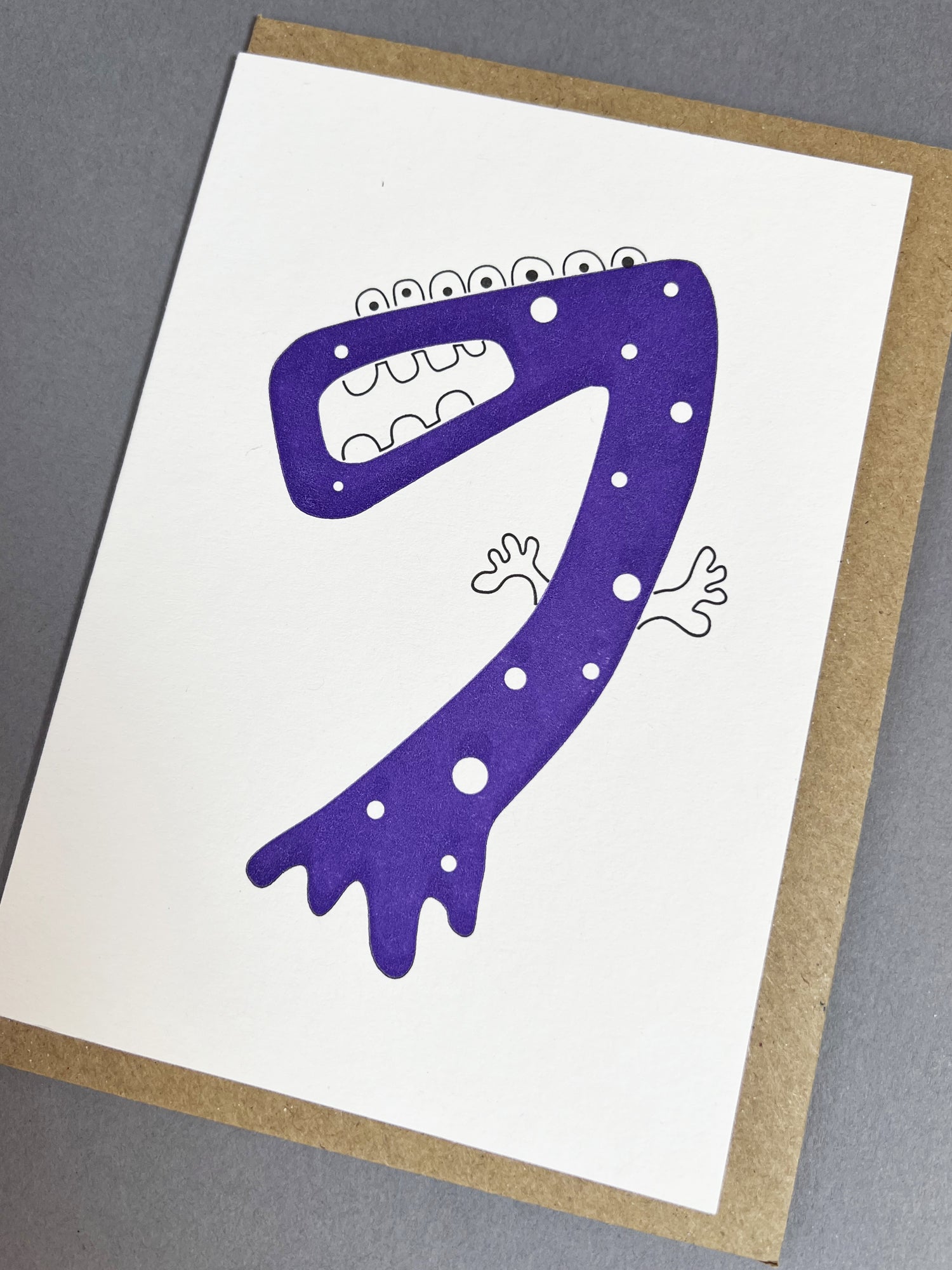 Alien Seven Letterpress Card | 7th Birthday Card