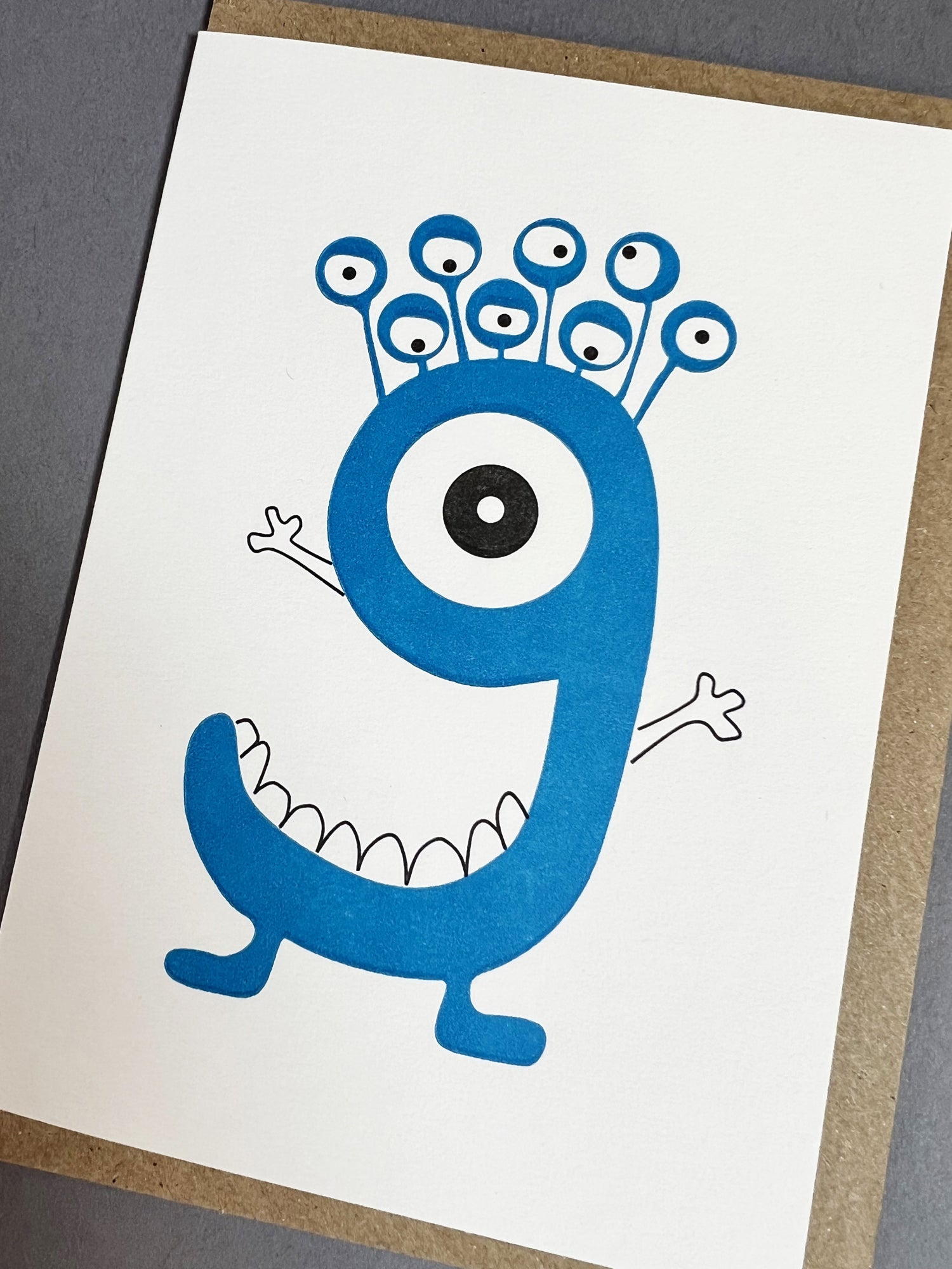 Alien Nine Letterpress Card | 9th Birthday Card