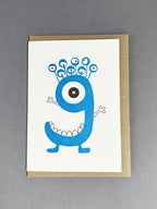 Alien Nine Letterpress Card | 9th Birthday Card