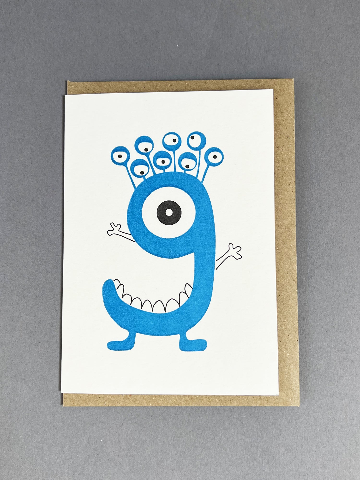 Alien Nine Letterpress Card | 9th Birthday Card