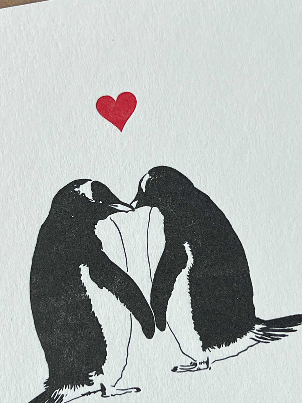 Valentine Penguins Letterpress Card | Valentine's Day Card
