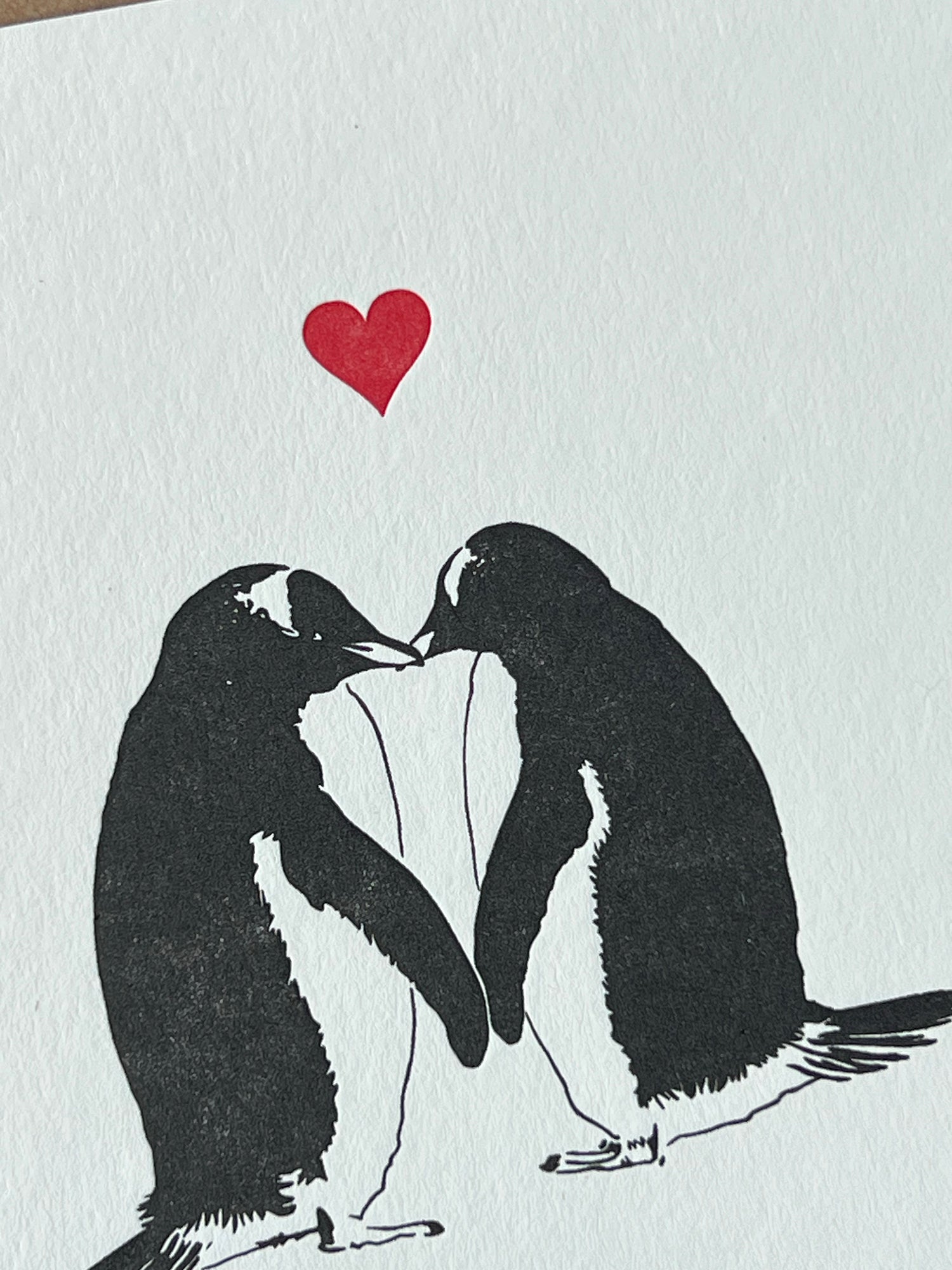 Valentine Penguins Letterpress Card | Valentine's Day Card