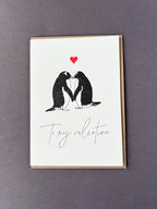 Valentine Penguins Letterpress Card | Valentine's Day Card