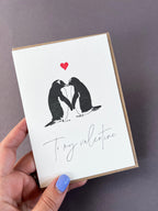 Valentine Penguins Letterpress Card | Valentine's Day Card