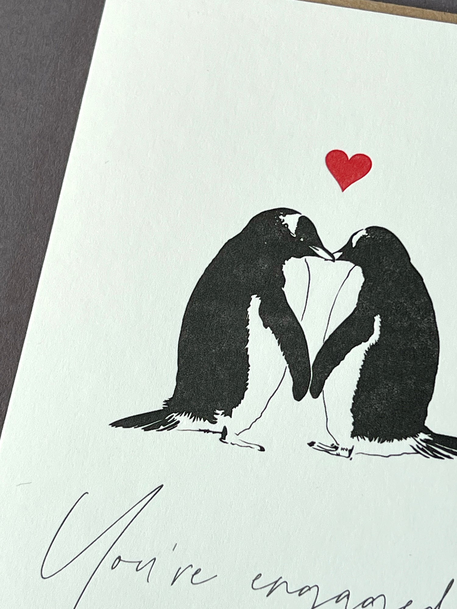 Engaged Penguins Letterpress Card | Engagement Card