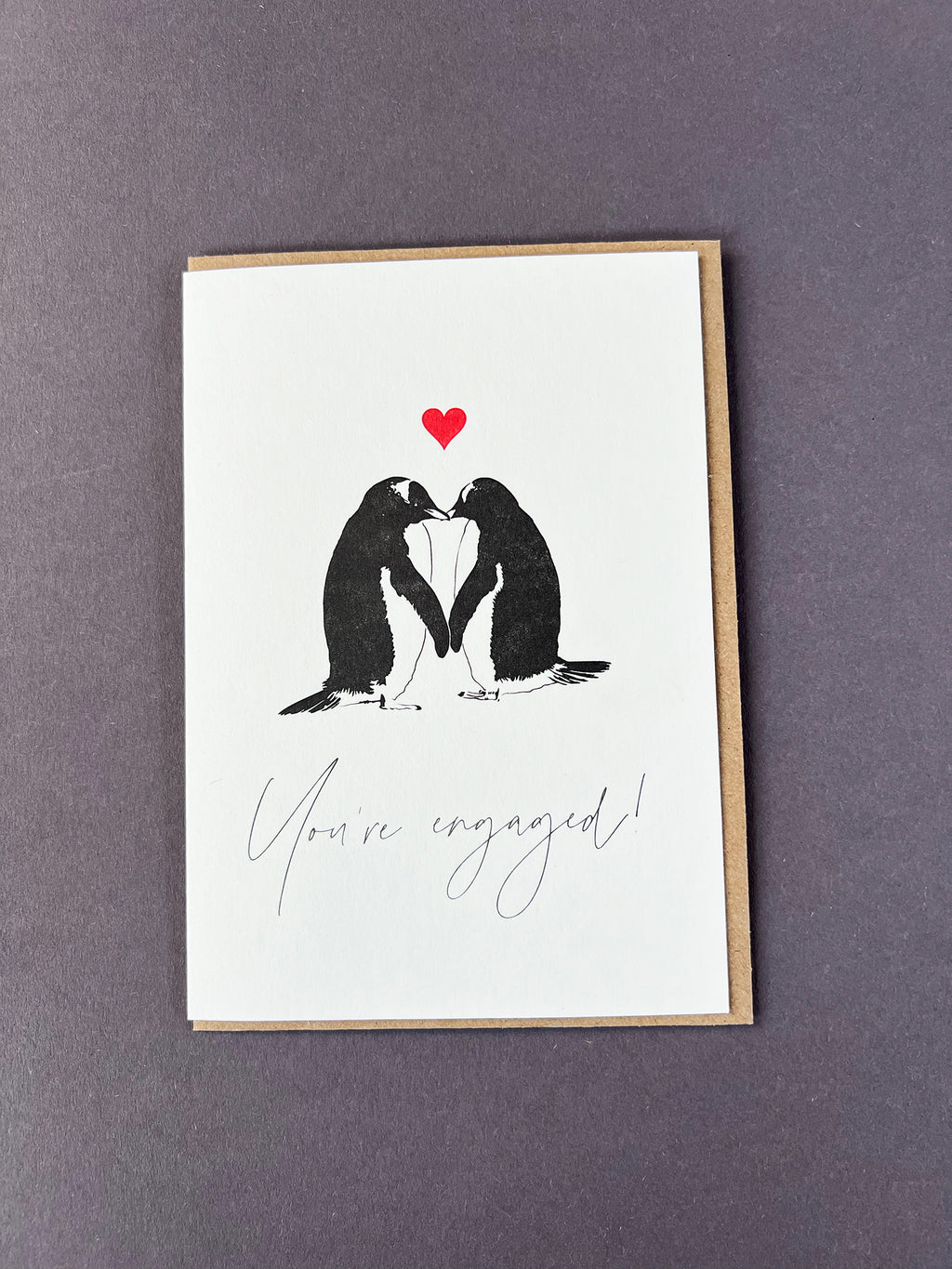 Engaged Penguins Letterpress Card | Engagement Card
