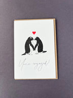 Engaged Penguins Letterpress Card | Engagement Card