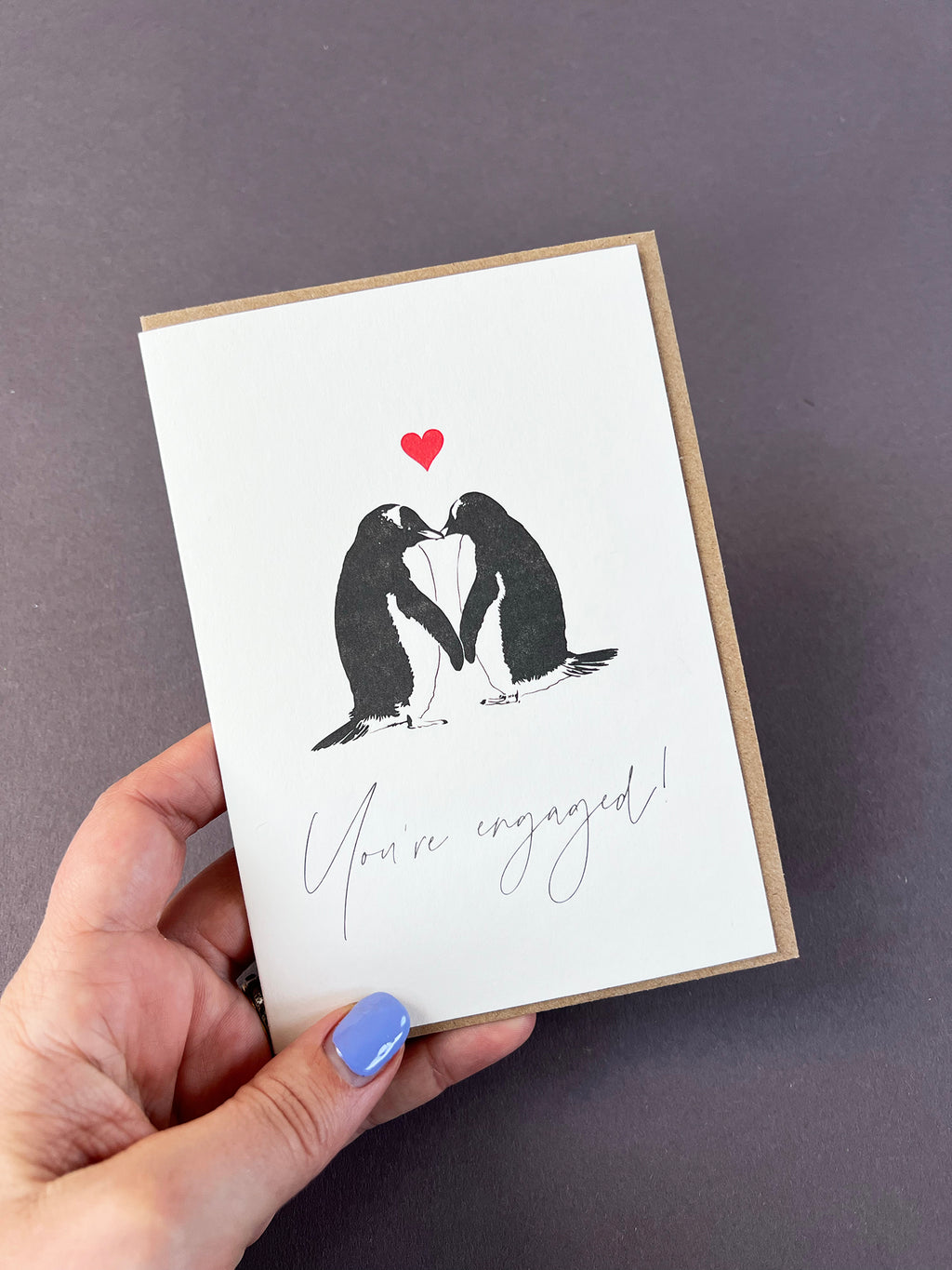 Engaged Penguins Letterpress Card | Engagement Card