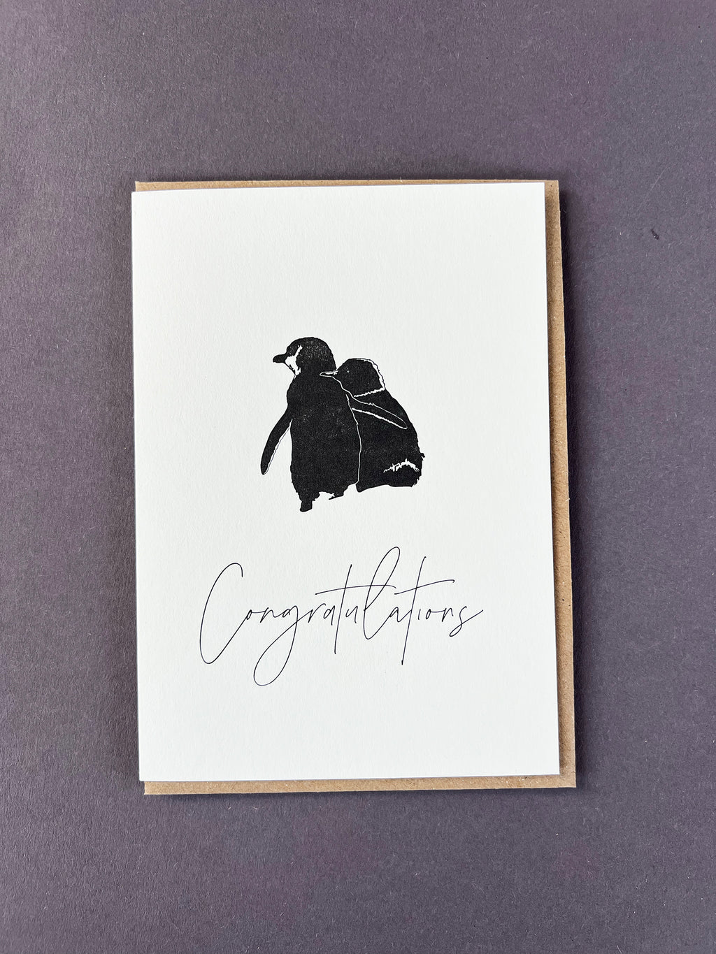 Congratulations Penguin Letterpress Card