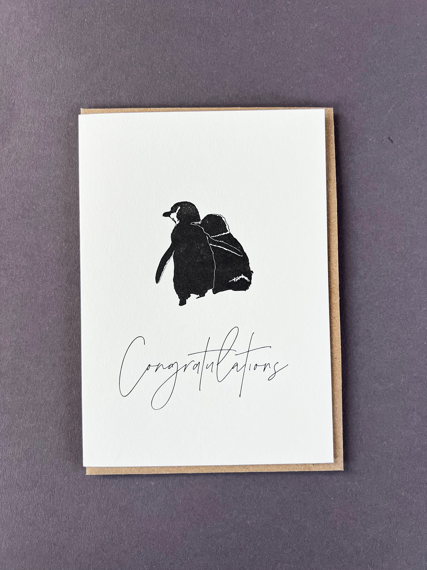 Congratulations Penguin Letterpress Card