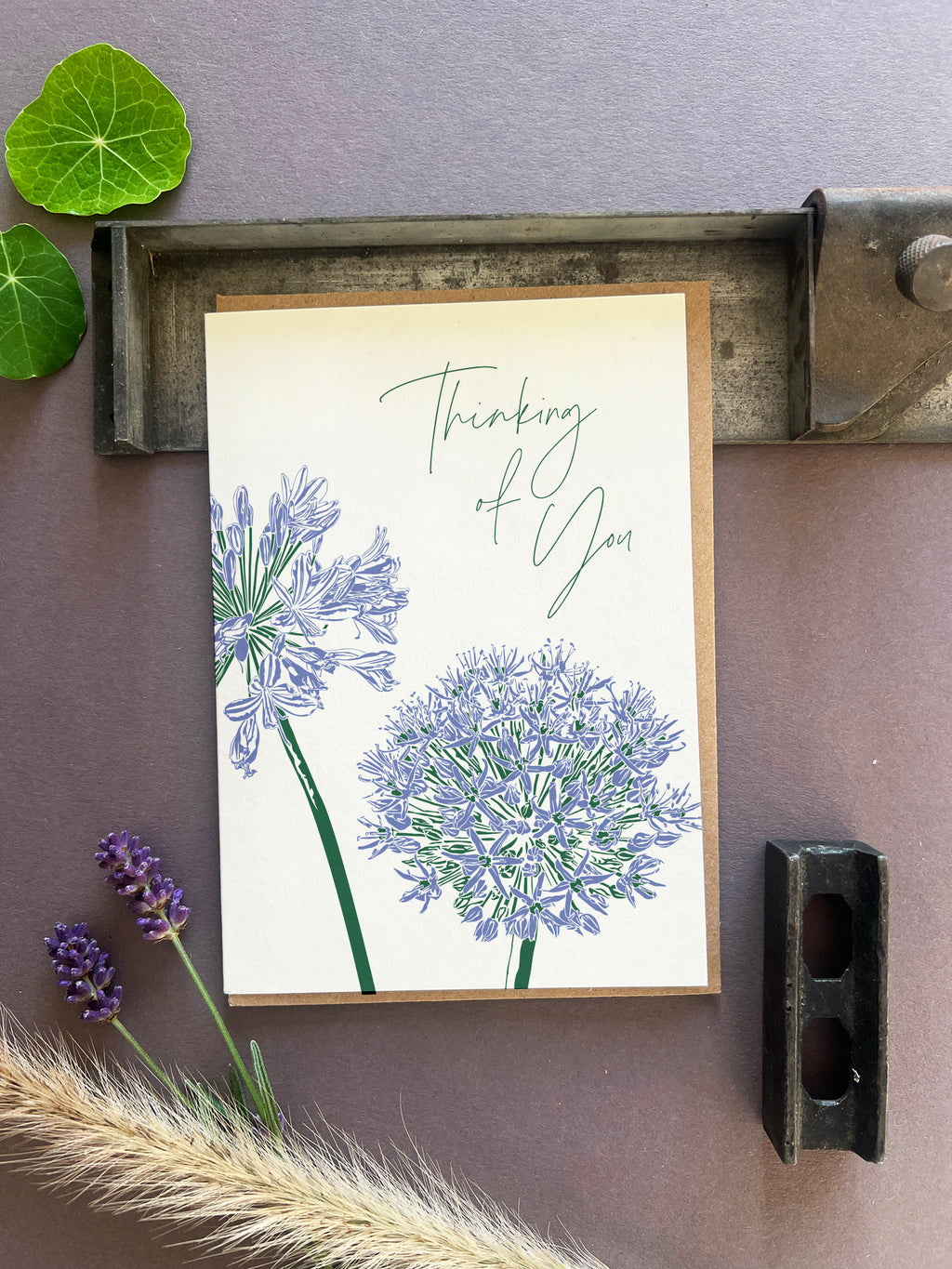 Thinking Of You Floral Letterpress Card