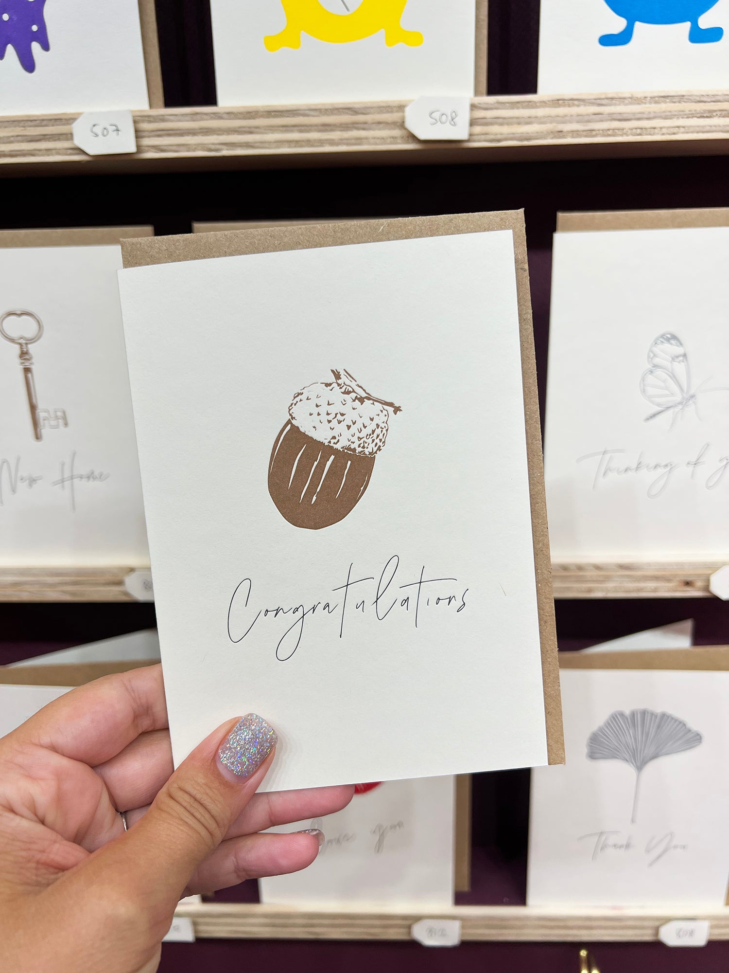 Congratulations Acorn Letterpress Card | New Baby Card