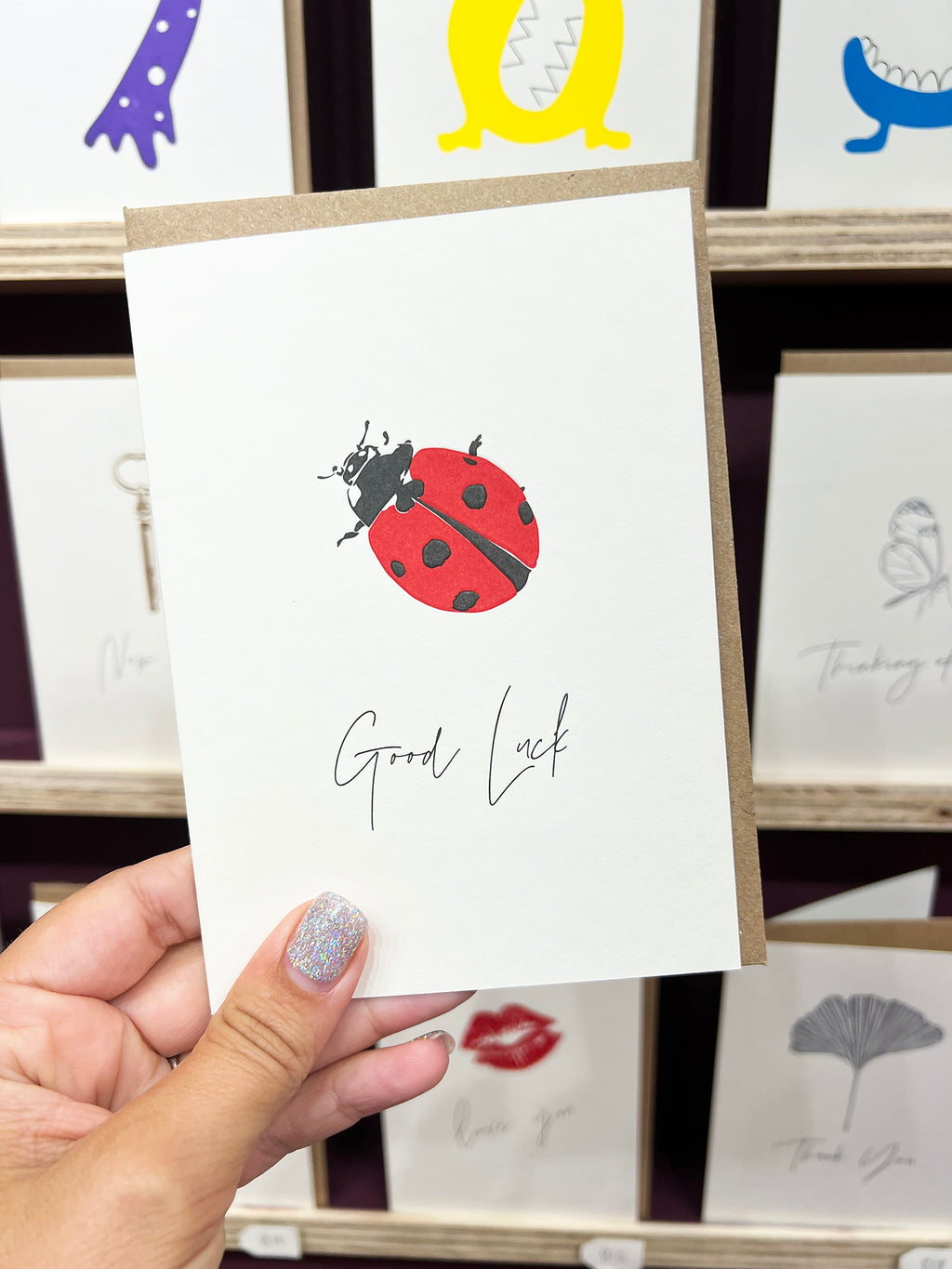 Good Luck Ladybug Letterpress Card