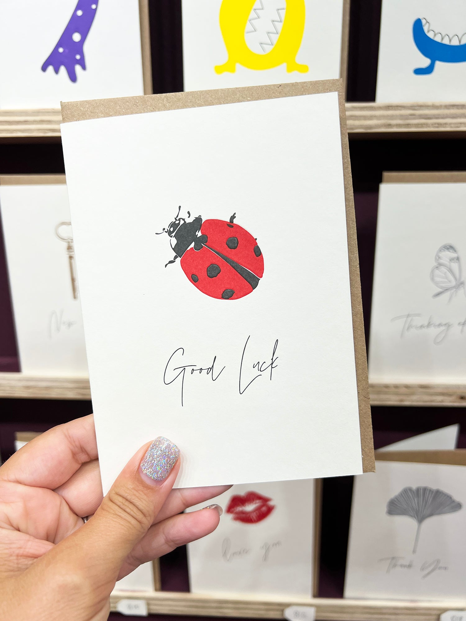 Good Luck Ladybug Letterpress Card