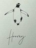 Hooray Penguin Letterpress Card | Well Done Card | Congratultions