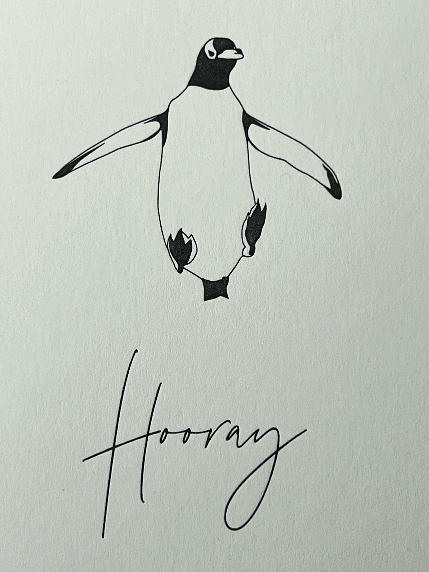 Hooray Penguin Letterpress Card | Well Done Card | Congratultions