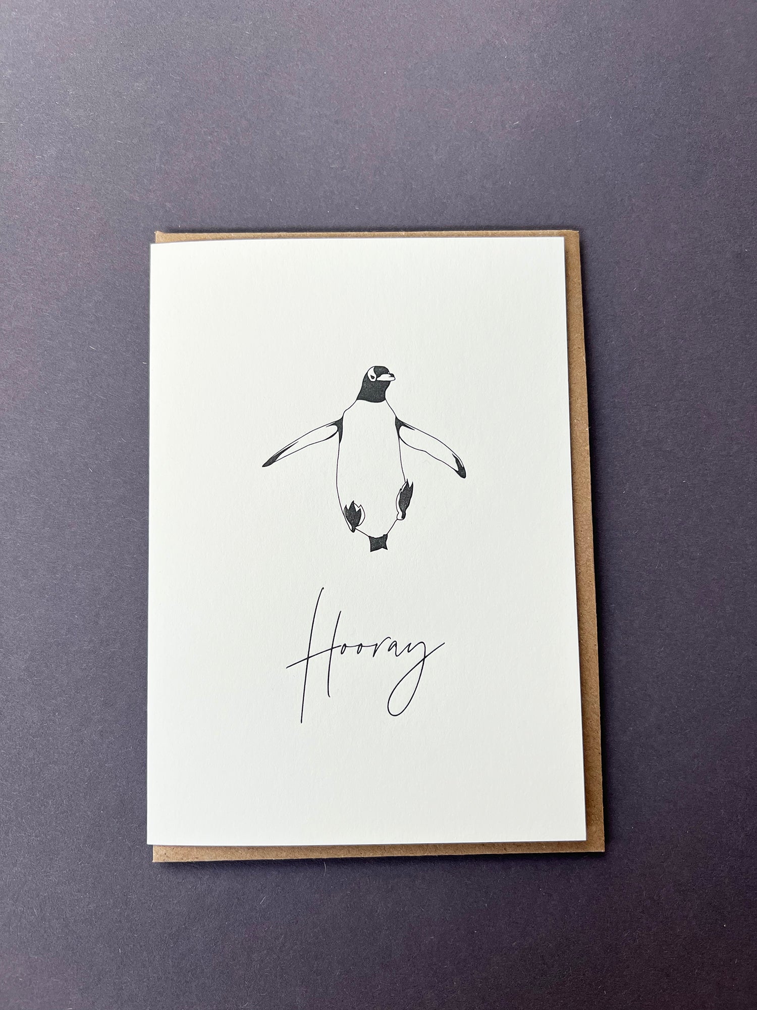 Hooray Penguin Letterpress Card | Well Done Card | Congratultions