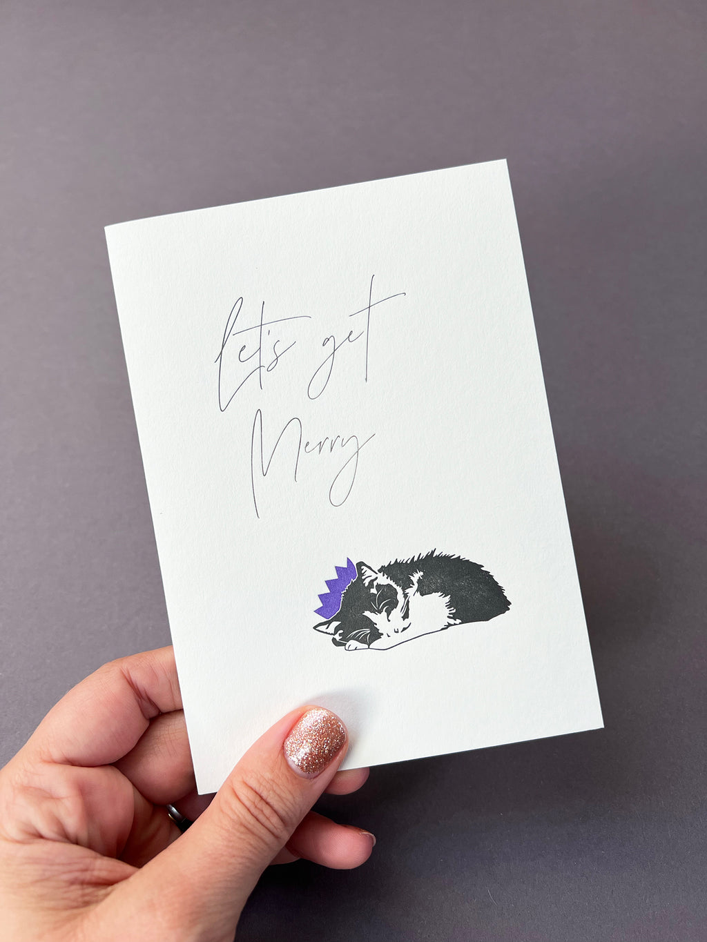 Christmas Cat Letterpress Card