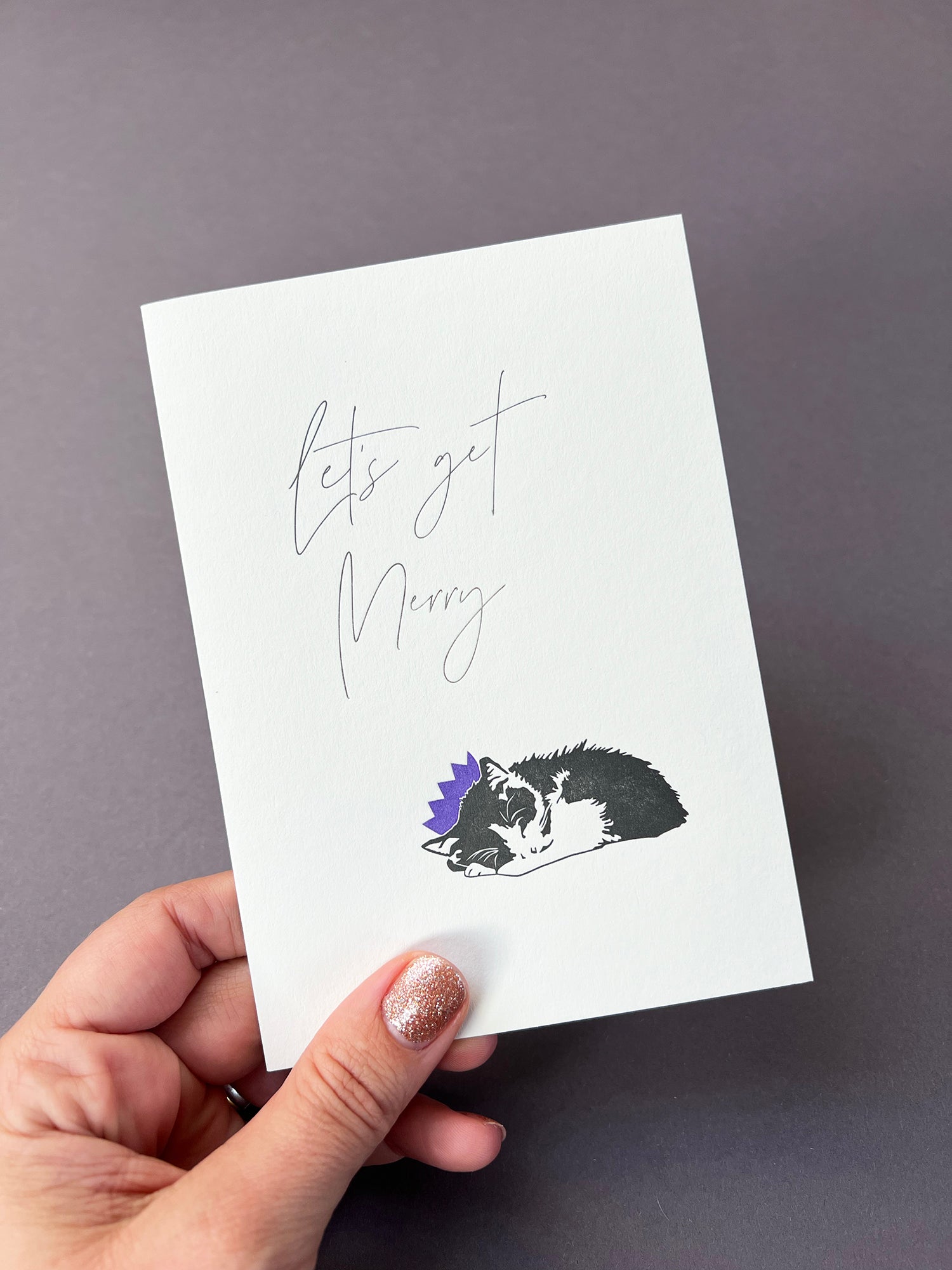 Christmas Cat Letterpress Card