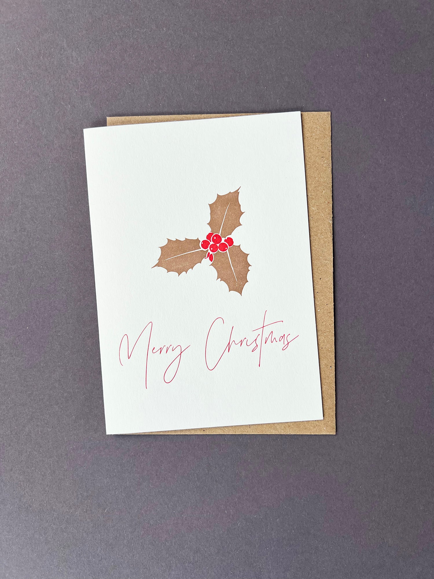 Christmas Holly Letterpress Card