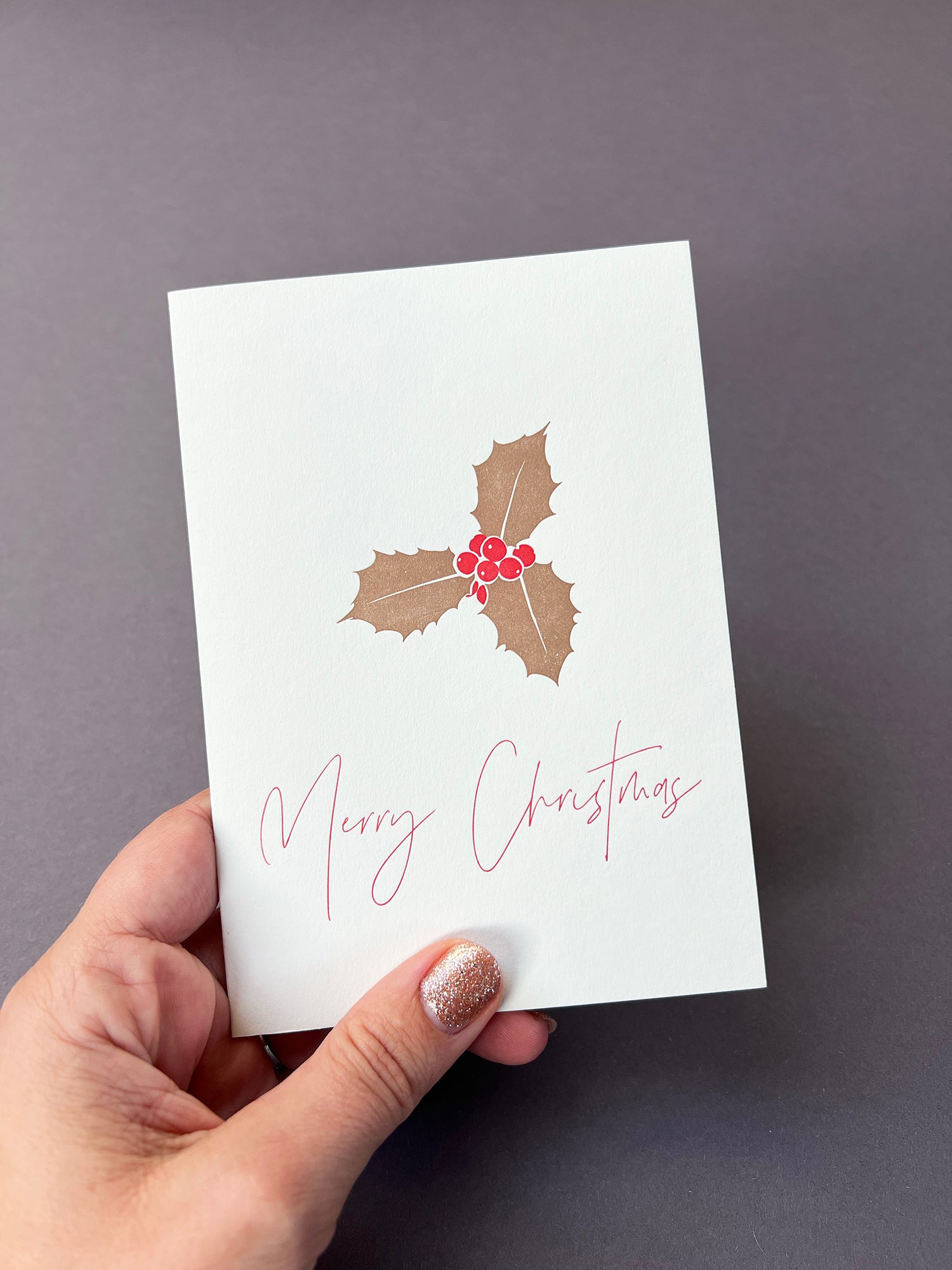 Christmas Holly Letterpress Card