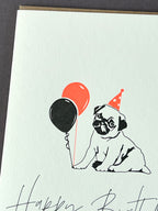 Birthday Pug Letterpress Card