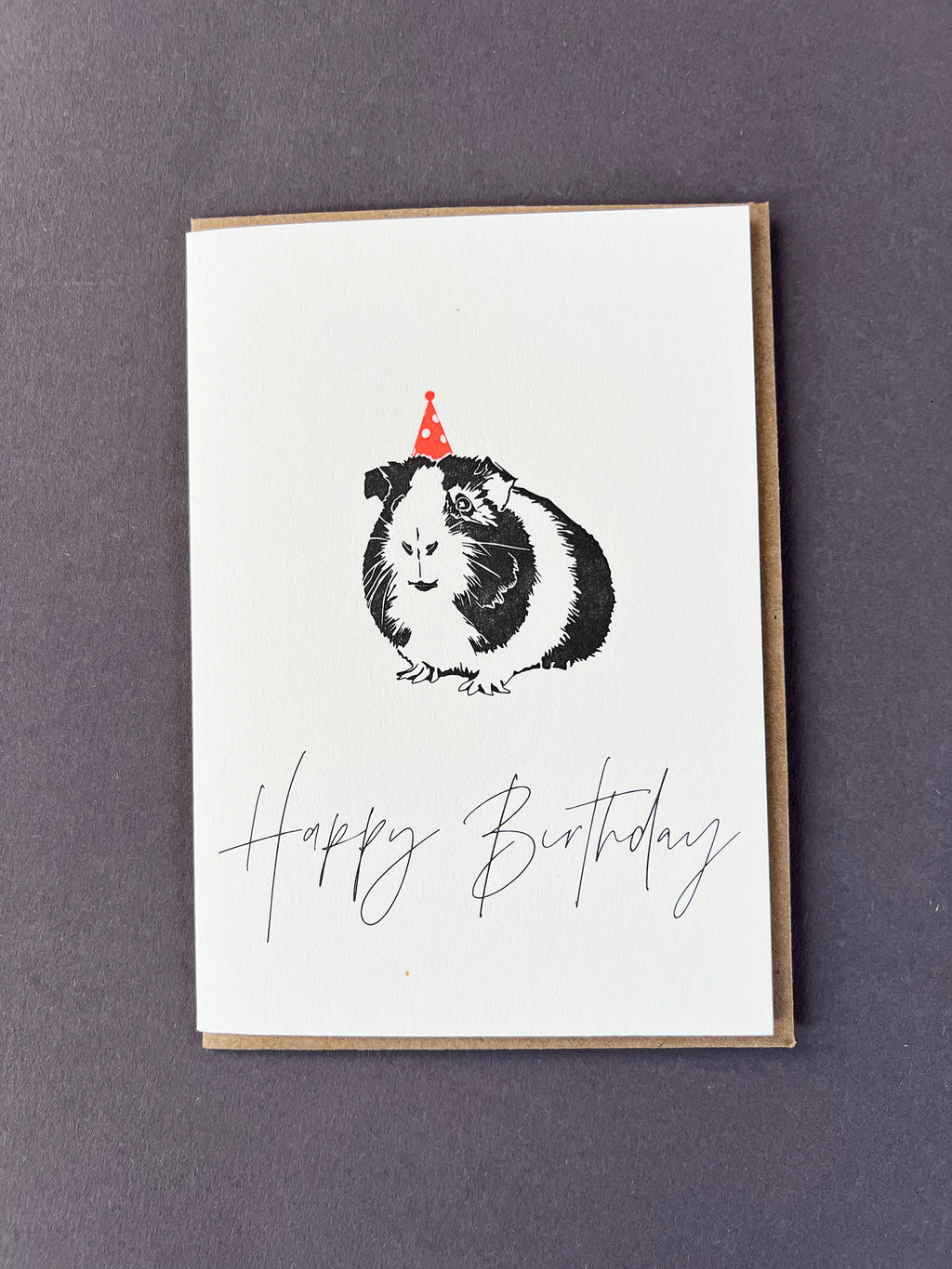 Birthday Guinea Pig Letterpress Card