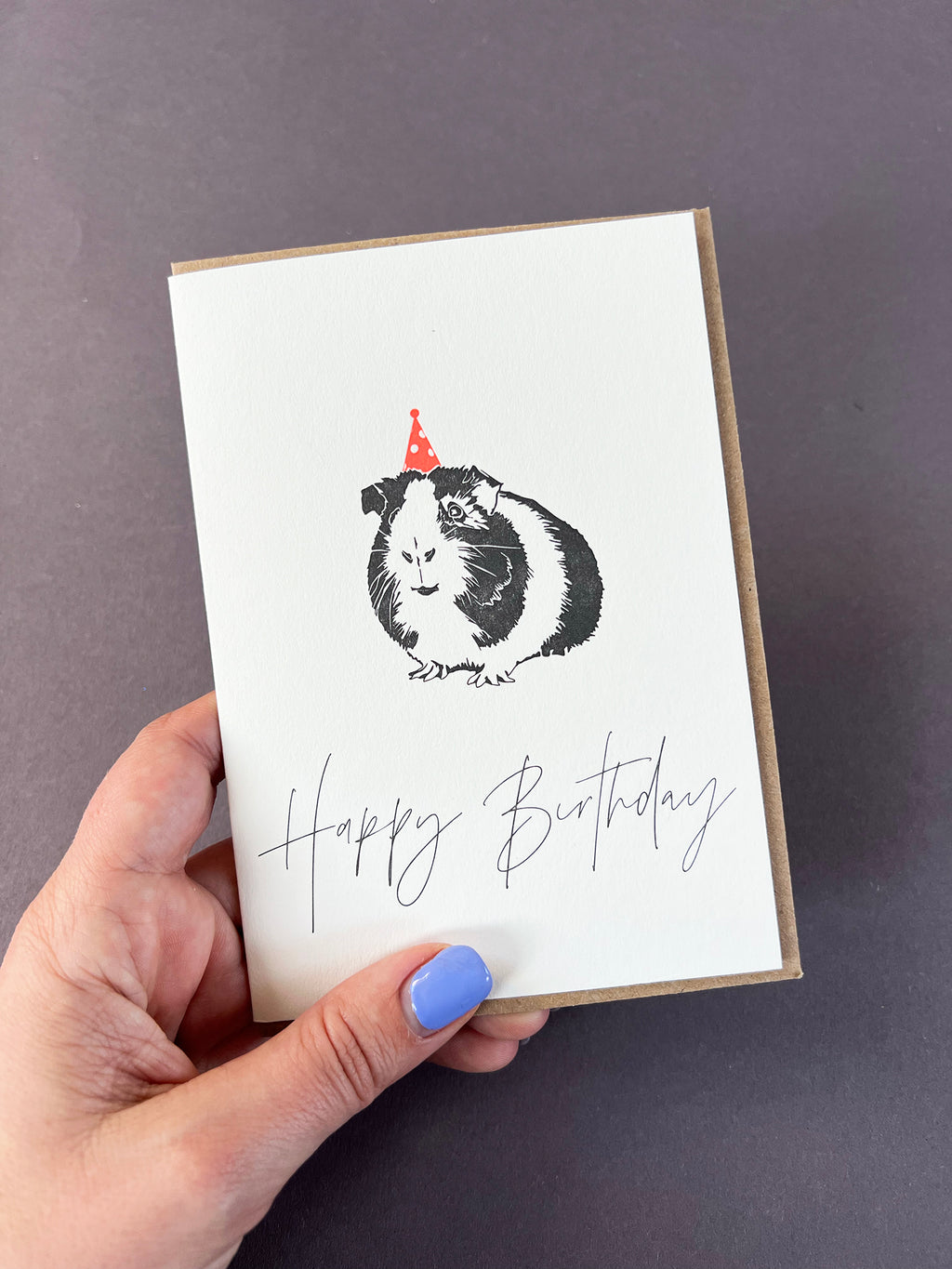 Birthday Guinea Pig Letterpress Card