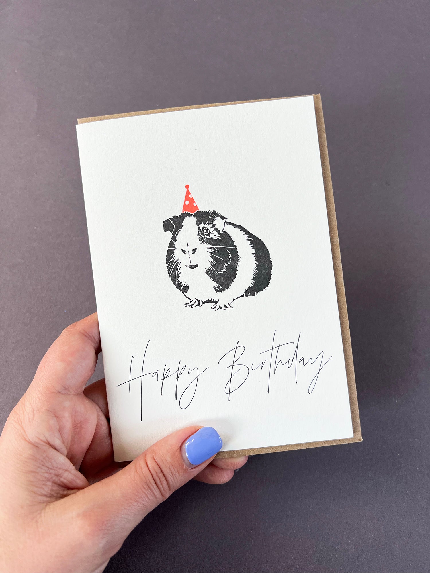 Birthday Guinea Pig Letterpress Card