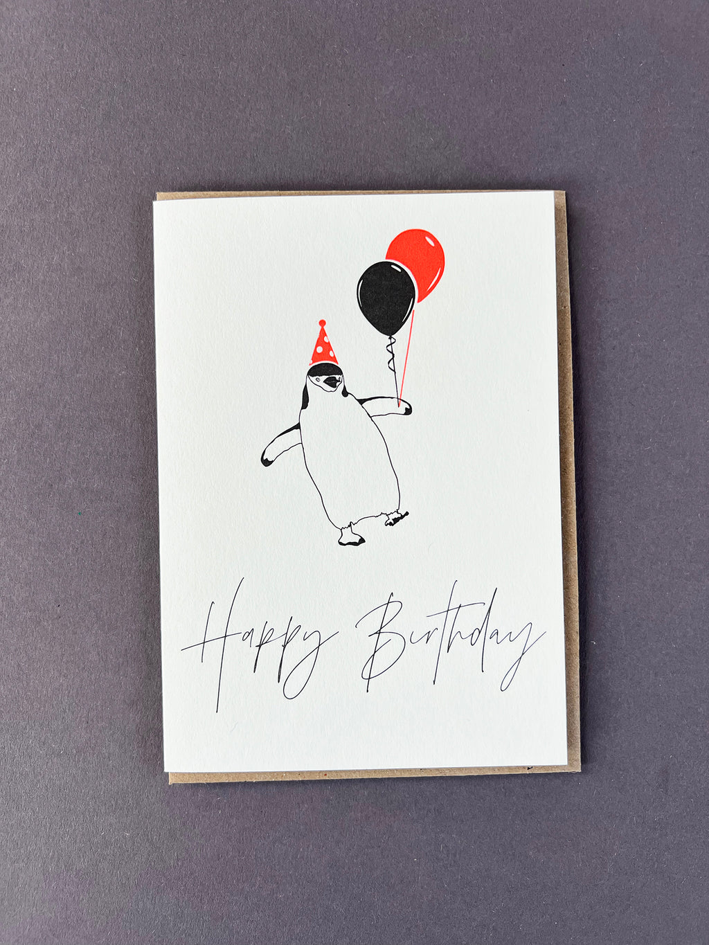 Birthday Penguin Letterpress Card