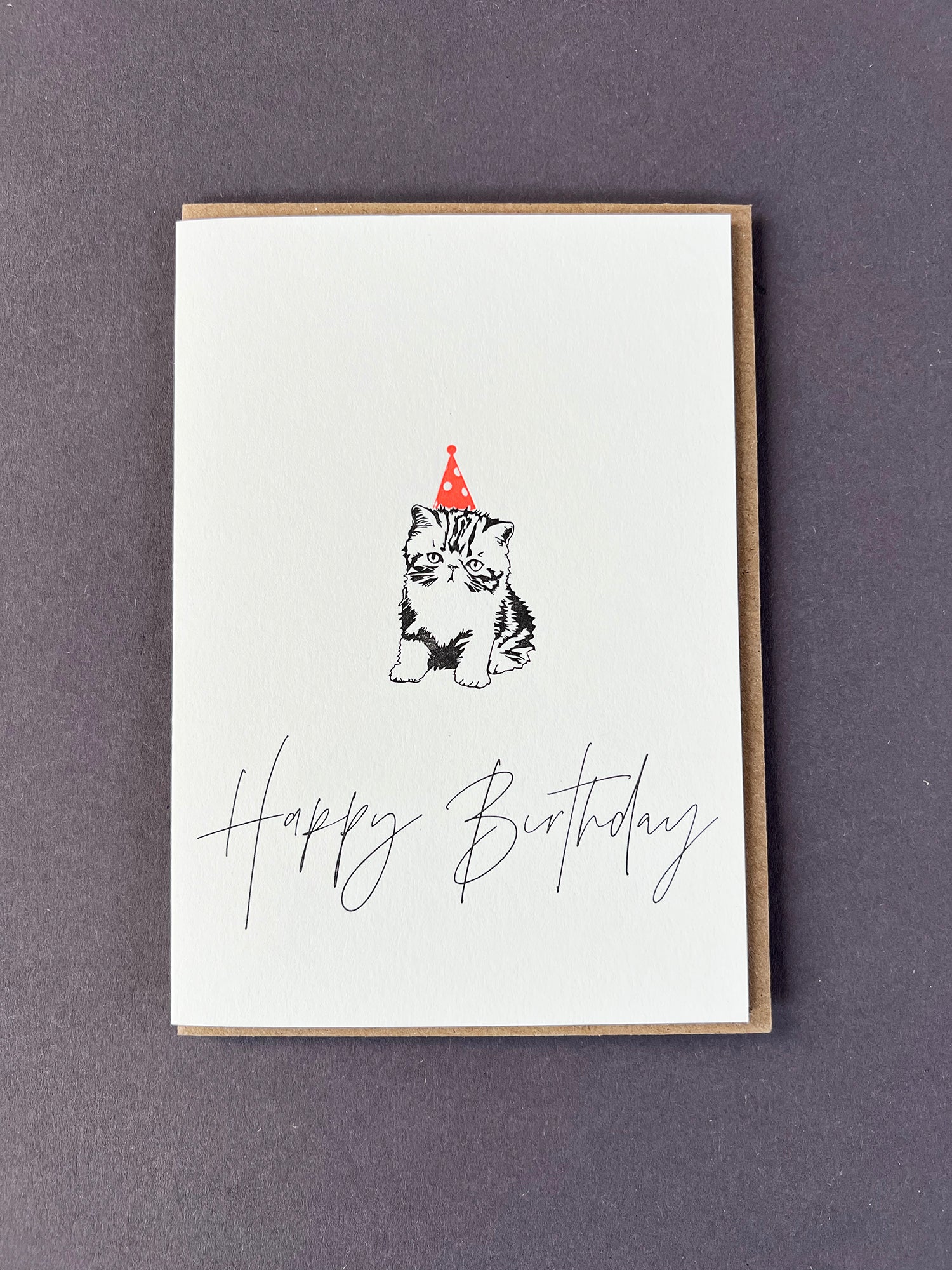 Birthday Cat Letterpress Card