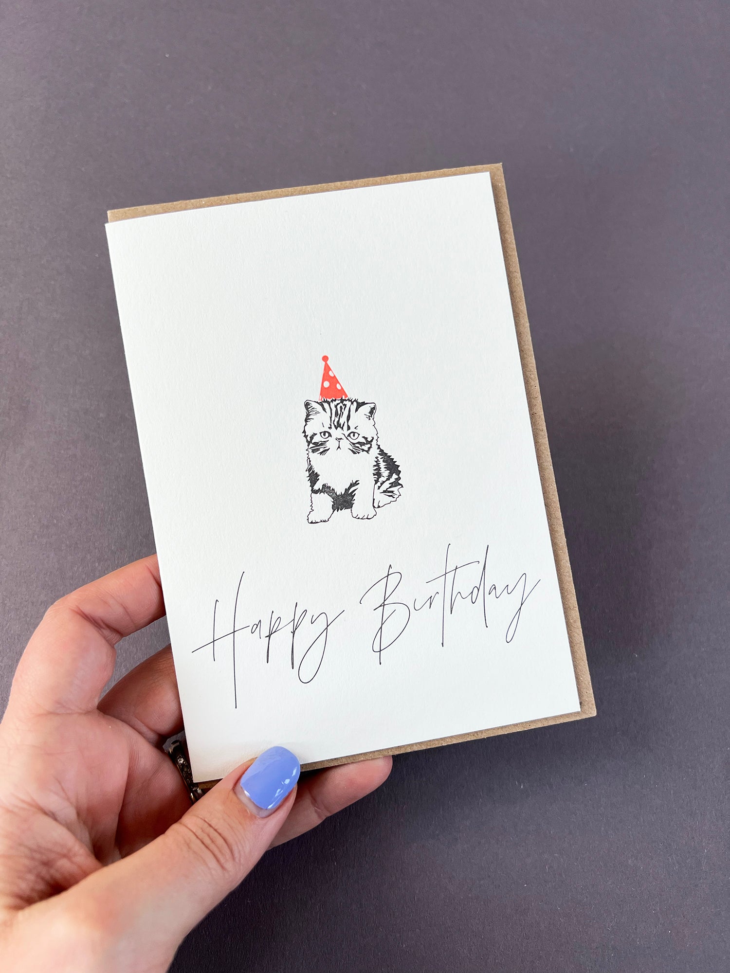Birthday Cat Letterpress Card