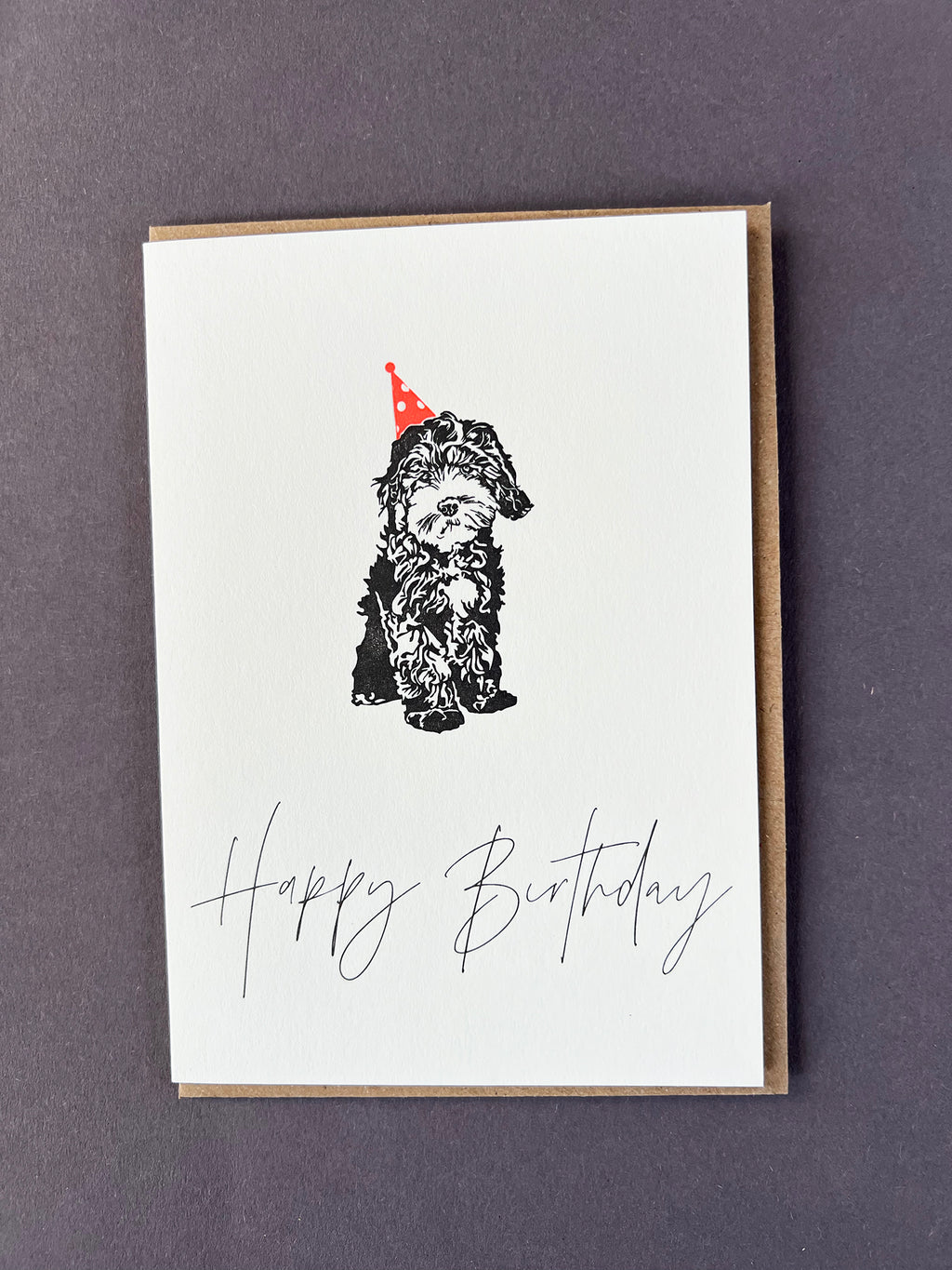 Birthday Cockapoo Letterpress Card
