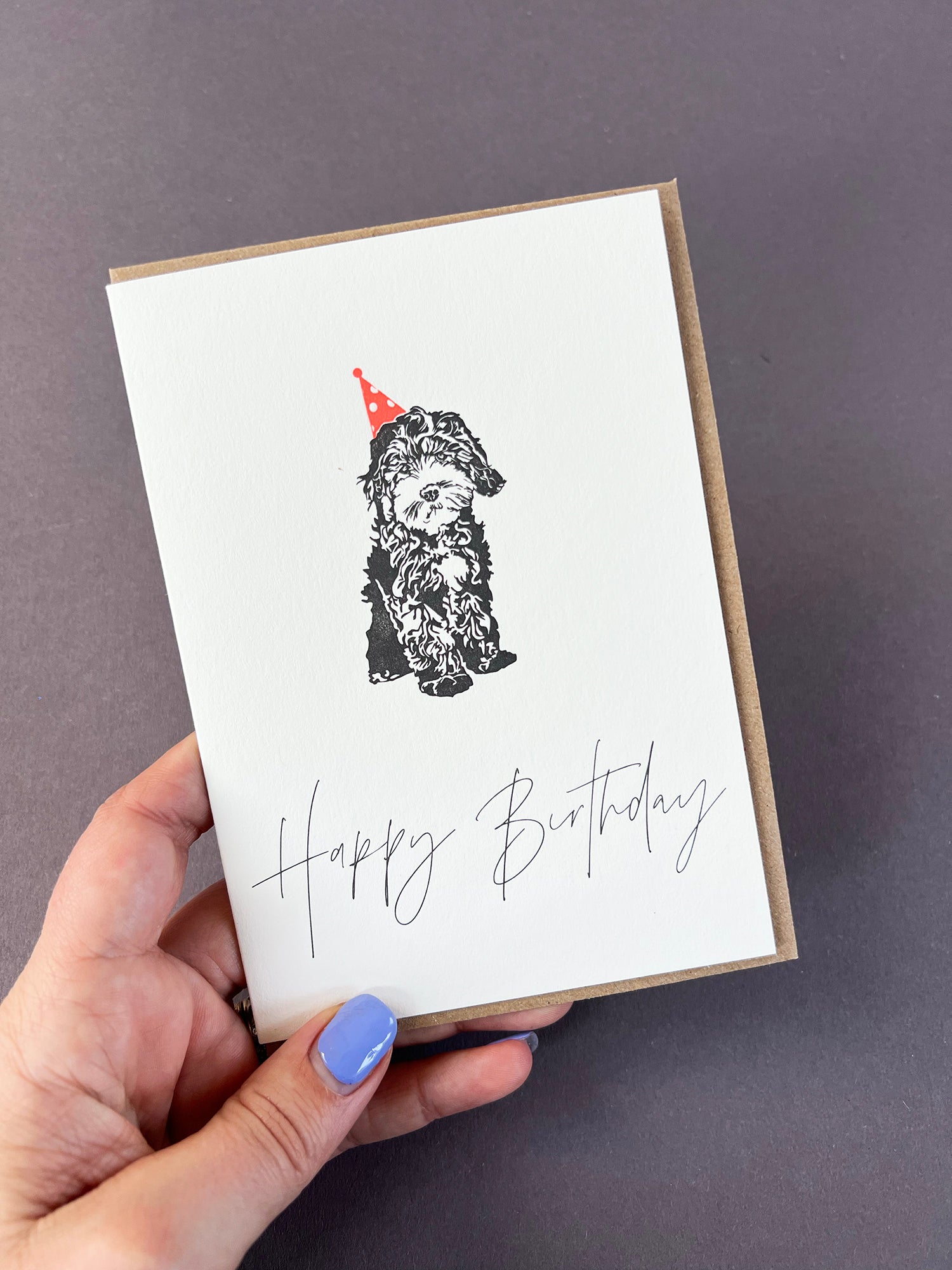 Birthday Cockapoo Letterpress Card
