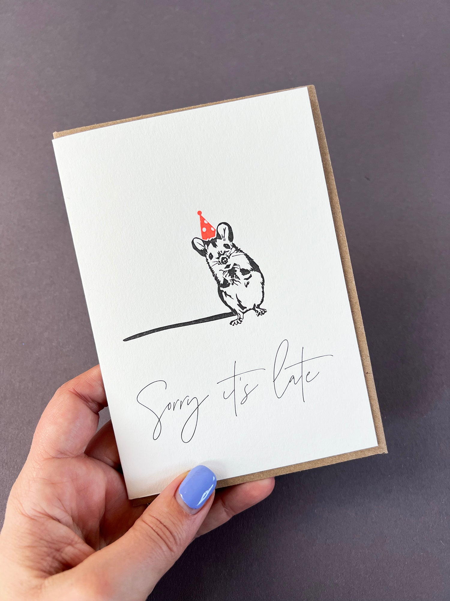 Late Mouse Card | Belated Birthday Card