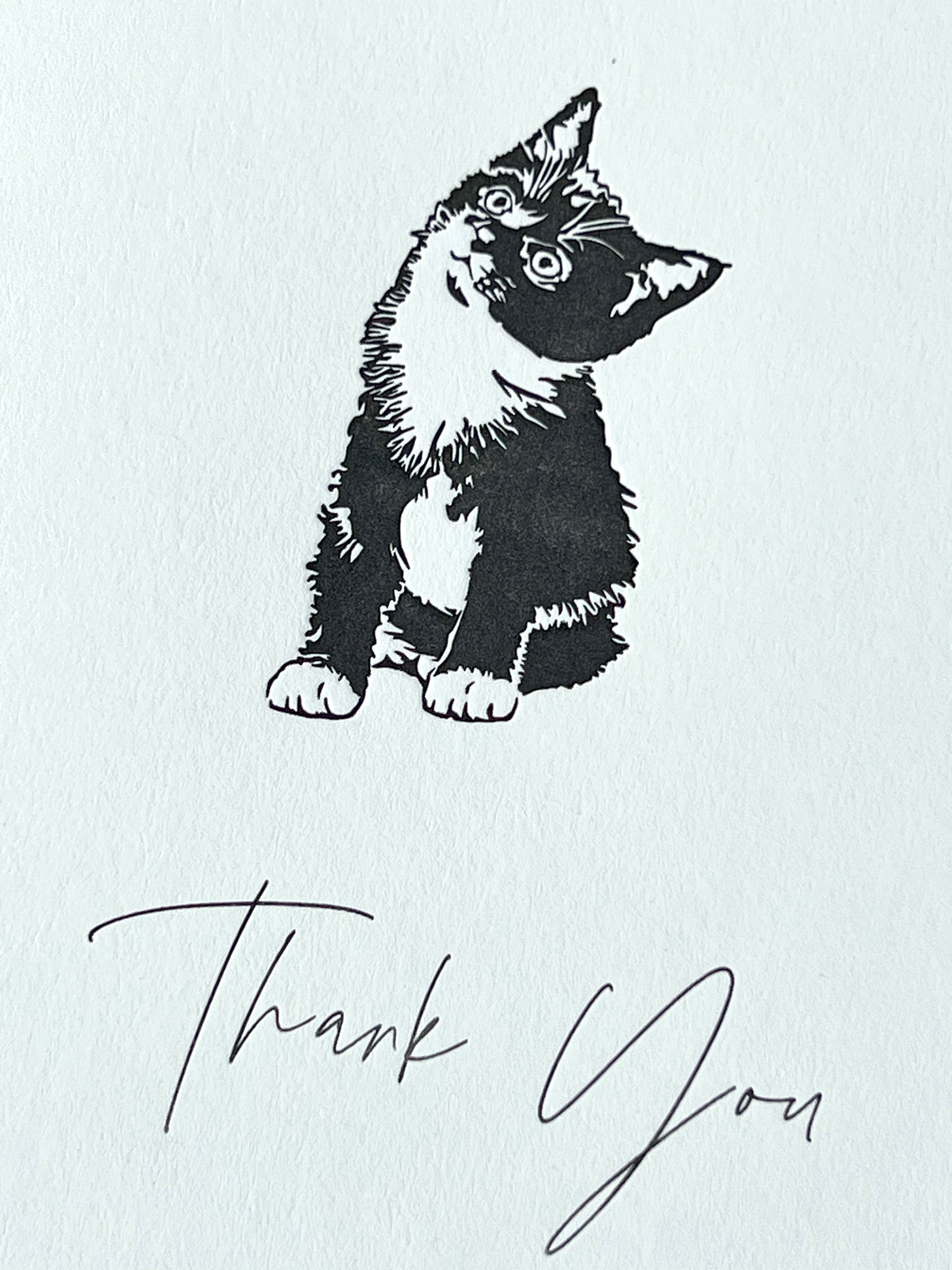 Thank You Cat Letterpress Card