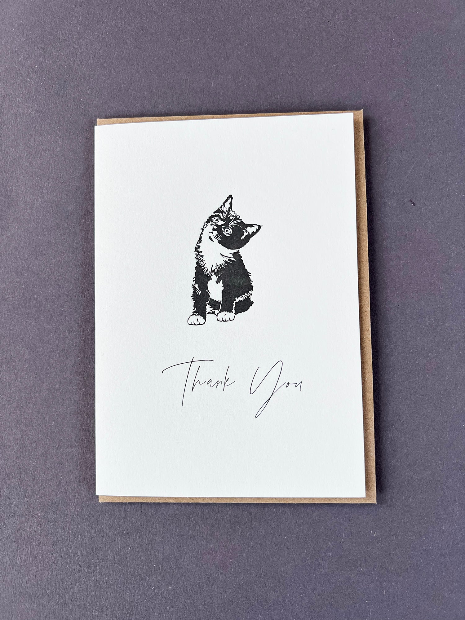 Thank You Cat Letterpress Card