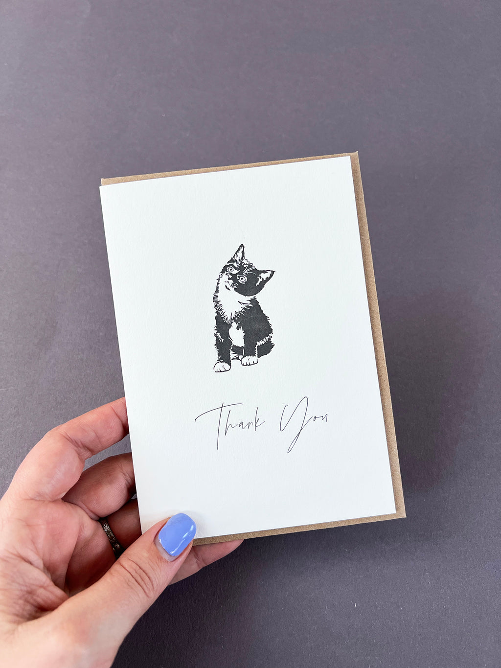 Thank You Cat Letterpress Card