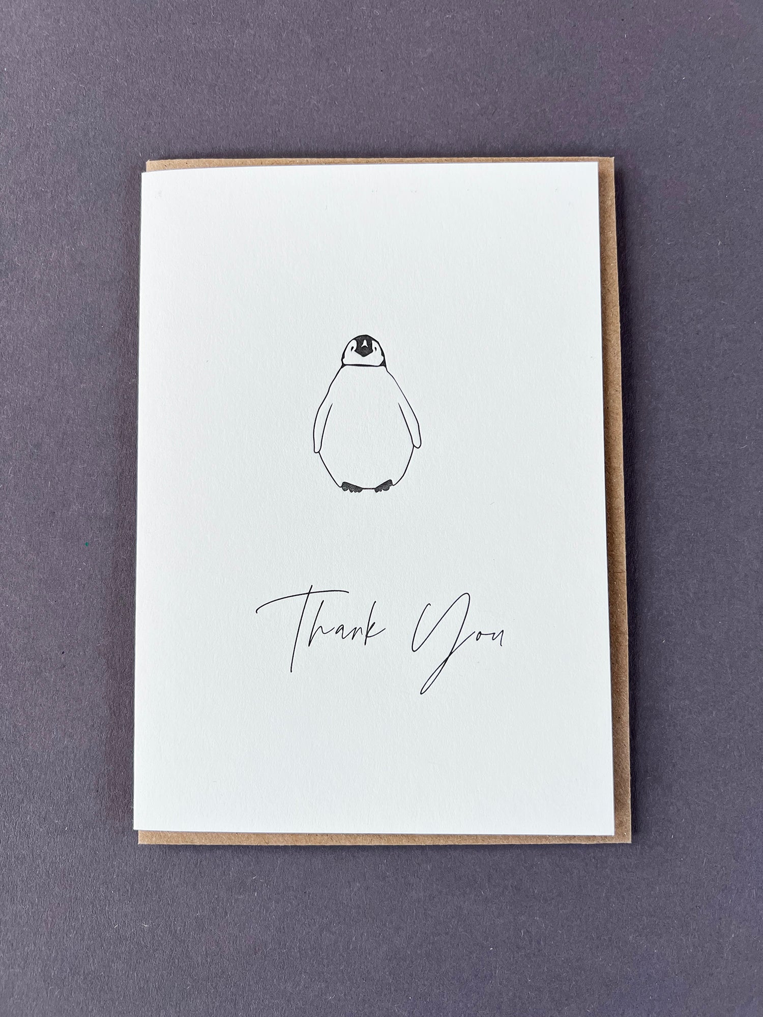 Thank You Penguin Letterpress Card