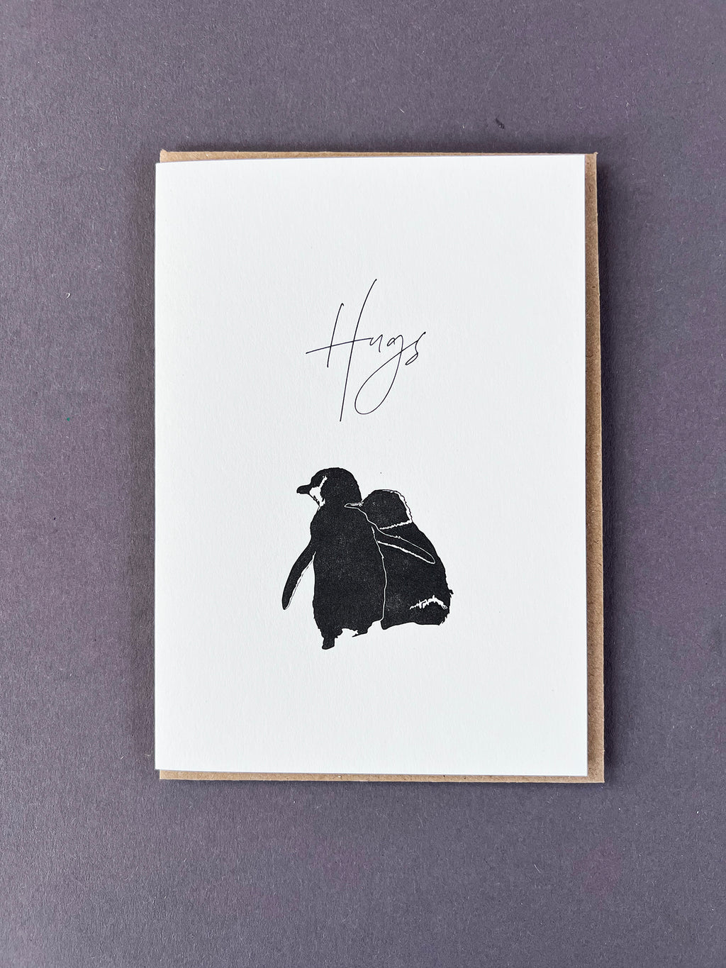 Penguin Hugs Letterpress Card