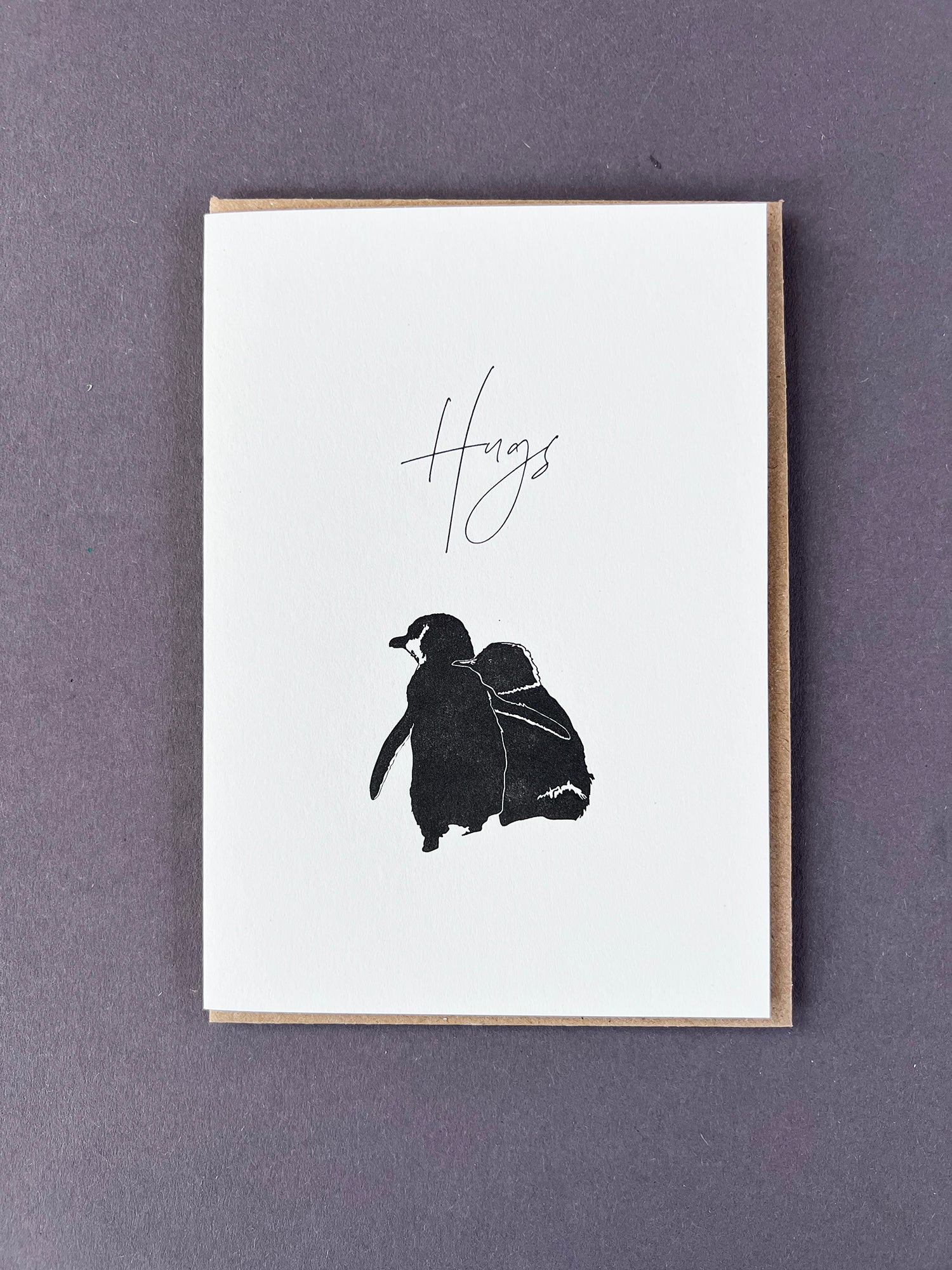 Penguin Hugs Letterpress Card