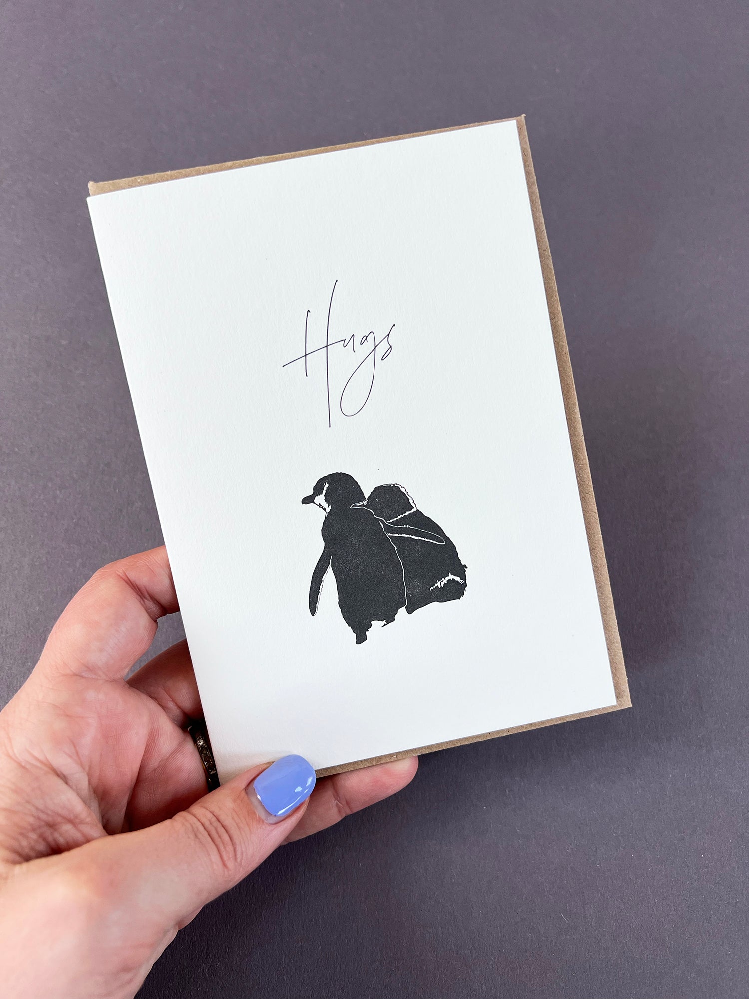 Penguin Hugs Letterpress Card
