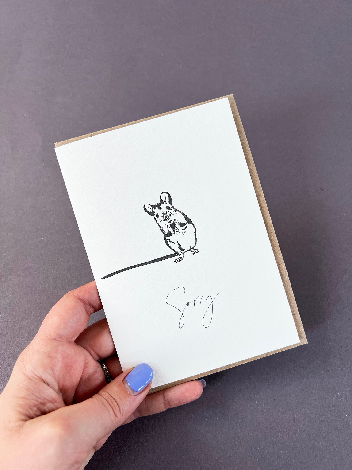 Sorry Mouse Letterpress Card