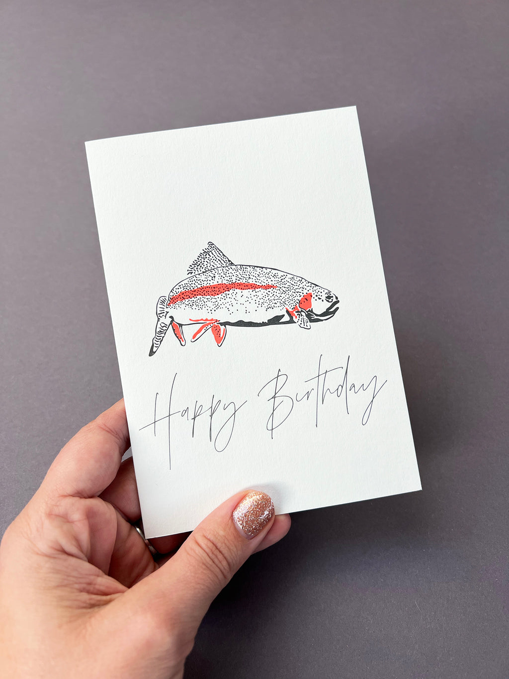 Birthday Fishing Letterpress Card